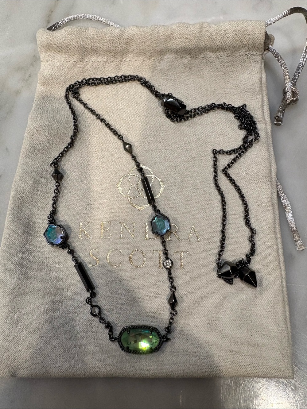 Kendra Scott Gunmetal & Dichroic Maddie Adjustable Necklace